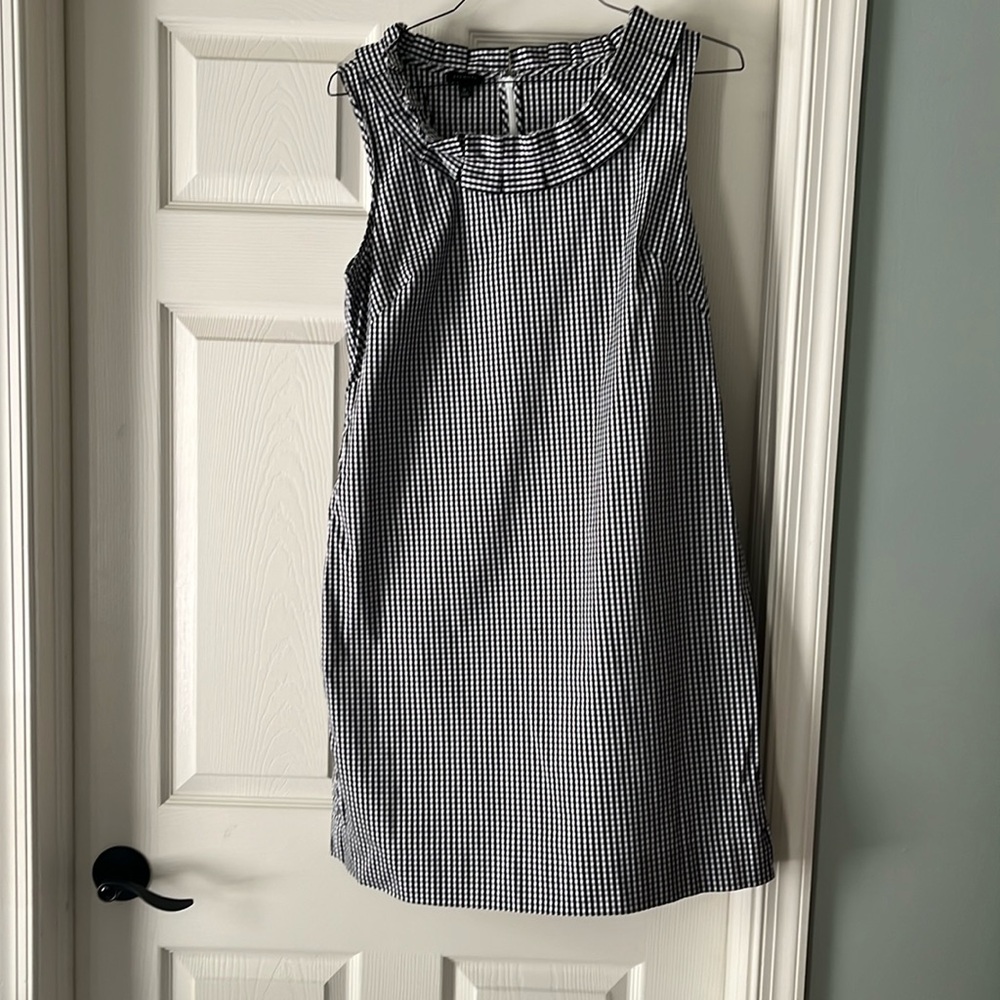 Talbots size 12 black and white checked sleeveless cotton shift dress